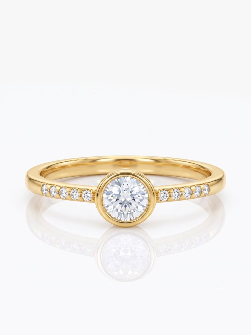 Dainty Gold ring with round gemstone, 925 Sterling Silver with 10k gold finish